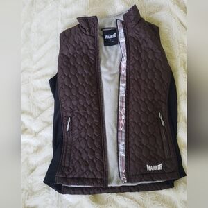 MARKER womens puff quilted vest size small brown black